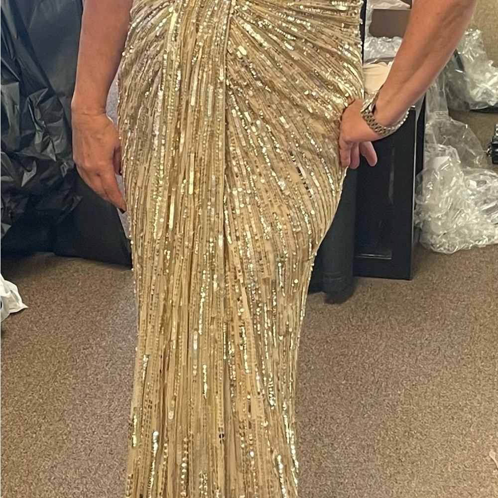 Jenny Packham Shimmering Gold Maxi Dress
